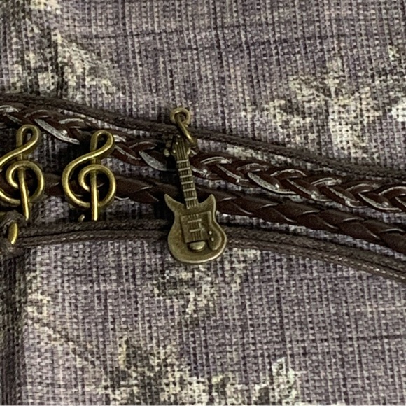 Brand New Faux Leather Band Musical Instrument Wrap Bracelet - Picture 3 of 10